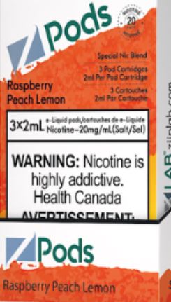 Raspberry Peach Lemon - Z Pod 20mg Special Nic Blend (S Compatible)